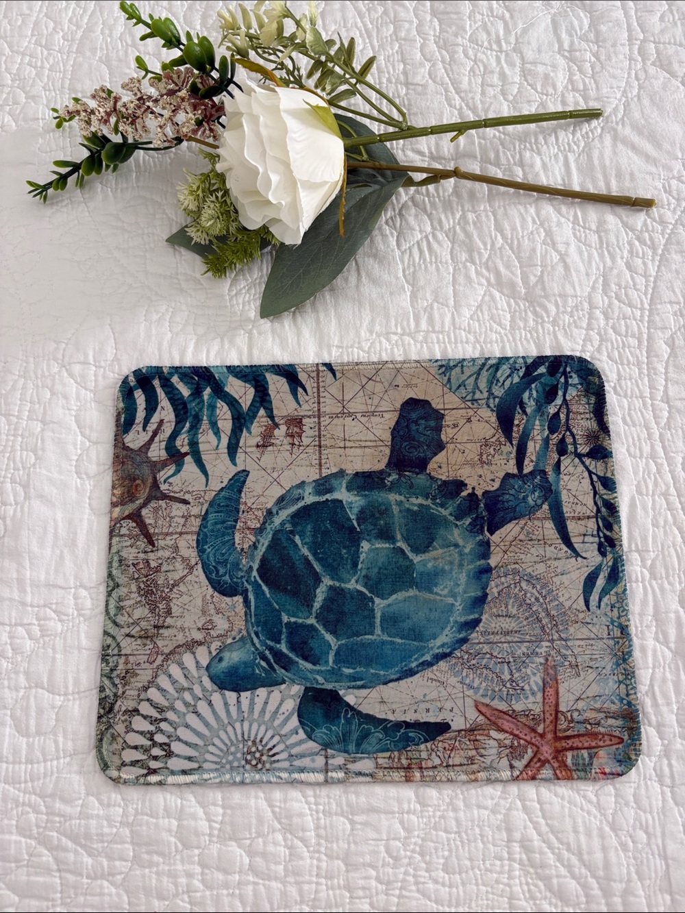 Blue Sea Turtle mouse pad- Coastal Home Accent